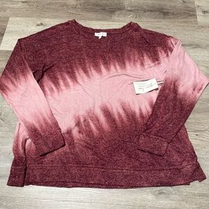 Grace & Lace Hacci Tie Dye Pullover in Burgundy Size XL